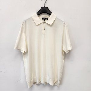 THEORY MEN'S GORIS POLO SHIRT IN FINE BILEN, SIZE XL, COLOR IVORY, NEW WITH TAG